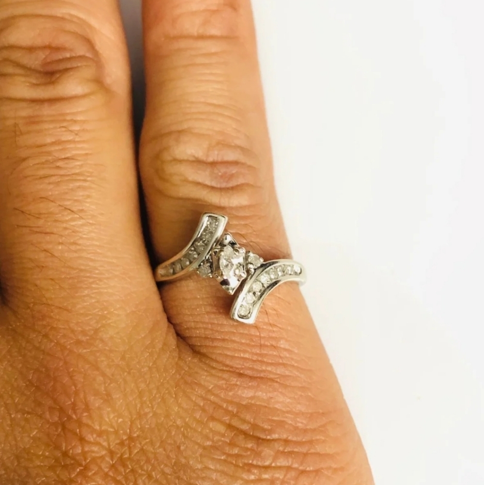 Solid 10k Genuine Diamond Ring - image 1